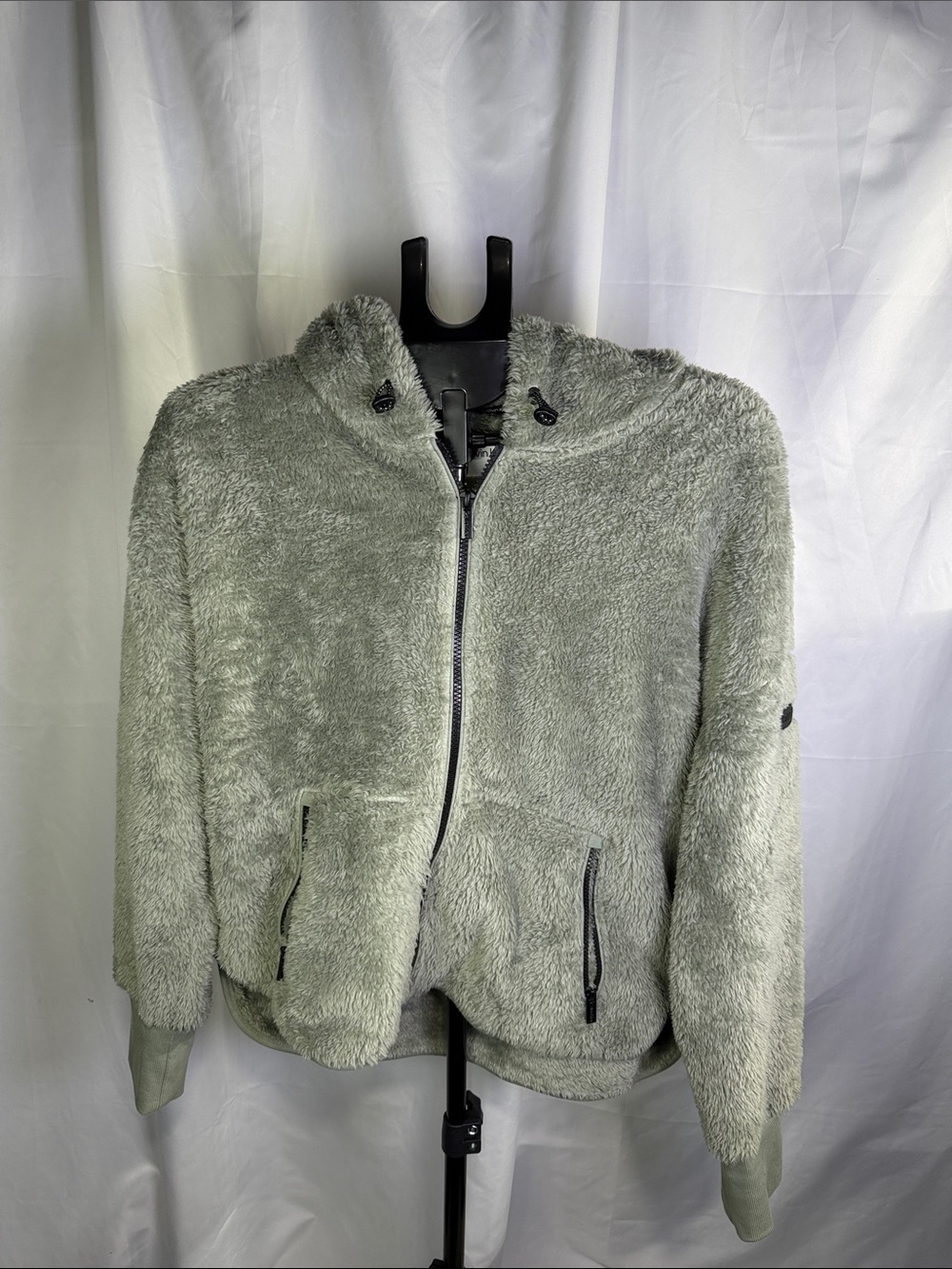 Calvin Klein Jeans Light Gray Plush Zip Hoodie Jacket